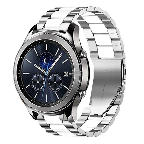 Strap-it® Strap-it Samsung Gear S3 stalen band (zilver/wit) Strap-it® Strap-it Samsung Gear S3 stalen band (zilver/wit)
