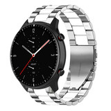 Strap-it® Amazfit GTR 2 stalen band (zilver/wit)
