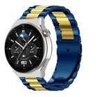 Strap-it® Strap-it Huawei Watch GT 3 Pro 46mm stalen band (blauw/goud)