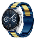 Strap-it® Strap-it Huawei Watch GT 3 46mm stalen band (blauw/goud)