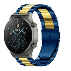Strap-it® Strap-it Huawei Watch GT 2 Pro stalen band (blauw/goud)