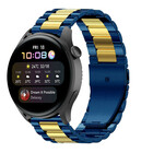 Strap-it® Strap-it Huawei Watch 3 (Pro) stalen band (blauw/goud)
