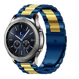 Strap-it® Samsung Gear S3 stalen band (blauw/goud)