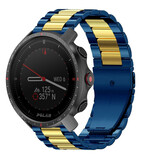 Strap-it® Polar Grit X Pro stalen band (blauw/goud)