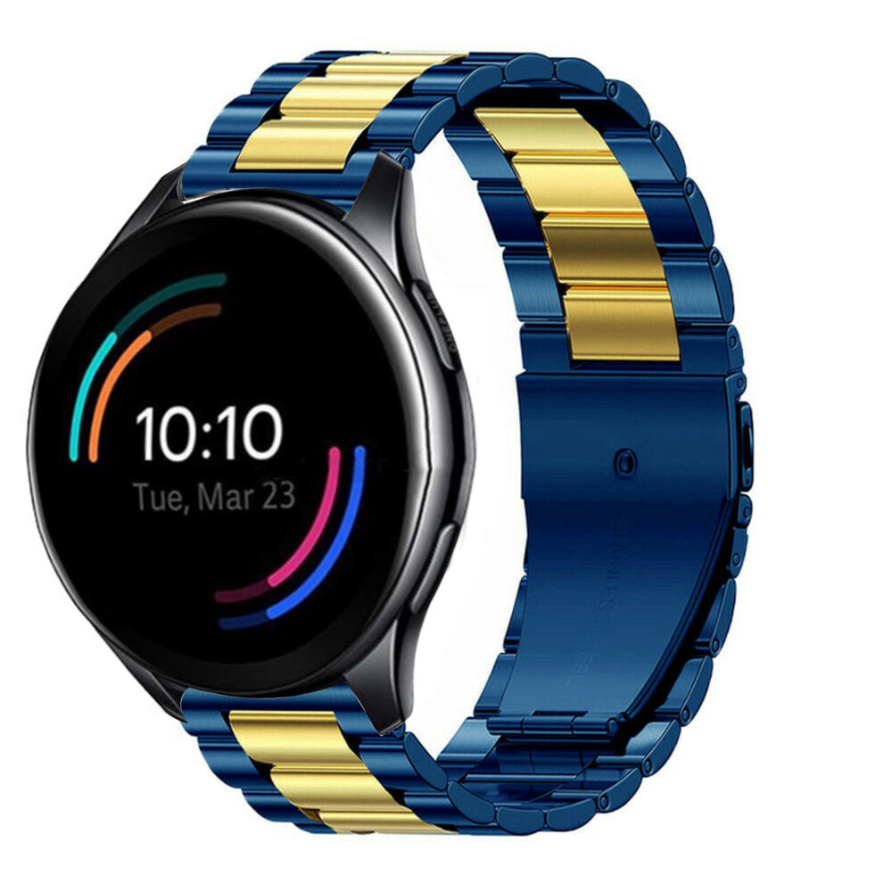 Strap-it® Strap-it OnePlus Watch stalen band (blauw/goud) Strap-it® Strap-it OnePlus Watch stalen band (blauw/goud)