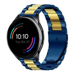 Strap-it® OnePlus Watch stalen band (blauw/goud) Strap-it® OnePlus Watch stalen band (blauw/goud)
