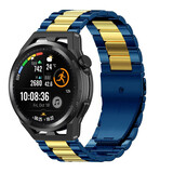 Strap-it® Huawei Watch GT Runner stalen band (blauw/goud)