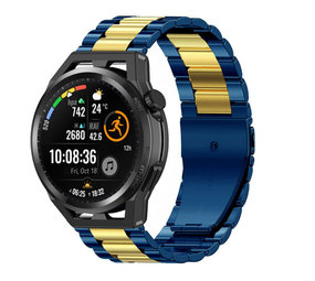 Strap-it® Huawei Watch GT Runner stalen band (blauw/goud) Strap-it® Huawei Watch GT Runner stalen band (blauw/goud)