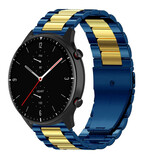Strap-it® Amazfit GTR 2 stalen band (blauw/goud)