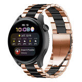 Strap-it® Huawei Watch 3 (Pro) stalen band (roségoud/zwart) Strap-it® Huawei Watch 3 (Pro) stalen band (roségoud/zwart)