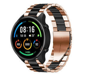 Strap-it® Xiaomi Mi Watch stalen band (roségoud/zwart)