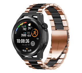 Strap-it® Huawei Watch GT Runner stalen band (roségoud/zwart)