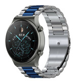 Strap-it® Huawei Watch GT 2 Pro stalen band (zilver/blauw)