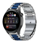 Strap-it® Strap-it Huawei Watch 3 (Pro) stalen band (zilver/blauw)