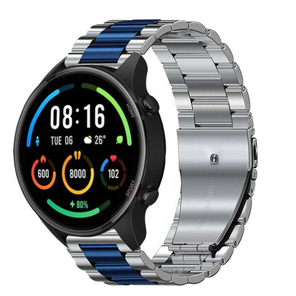 Strap-it® Strap-it Xiaomi Mi Watch stalen band (zilver/blauw) Strap-it® Strap-it Xiaomi Mi Watch stalen band (zilver/blauw)