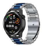 Strap-it® Huawei Watch GT Runner stalen band (zilver/blauw)