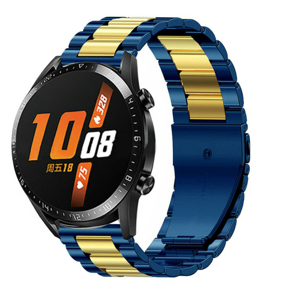 Strap-it® Strap-it Huawei Watch GT 2 stalen band (blauw/goud)