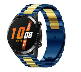 Strap-it® Huawei Watch GT 2 stalen band (blauw/goud) Strap-it® Huawei Watch GT 2 stalen band (blauw/goud)