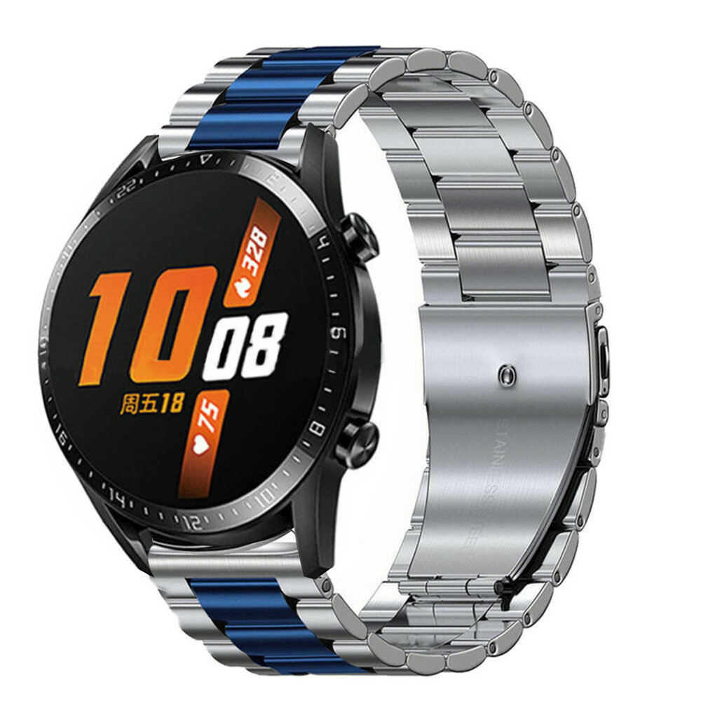Strap-it® Strap-it Huawei Watch GT 2 stalen band (zilver/blauw)
