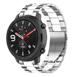 Strap-it® Amazfit GTR stalen band (zilver/wit)