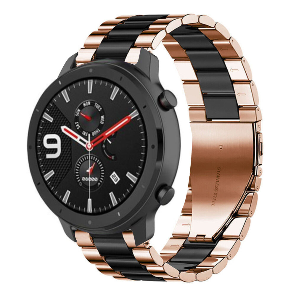 Strap-it® Strap-it Amazfit GTR stalen band (roségoud/zwart)