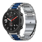 Strap-it® Strap-it Amazfit GTR stalen band (zilver/blauw)