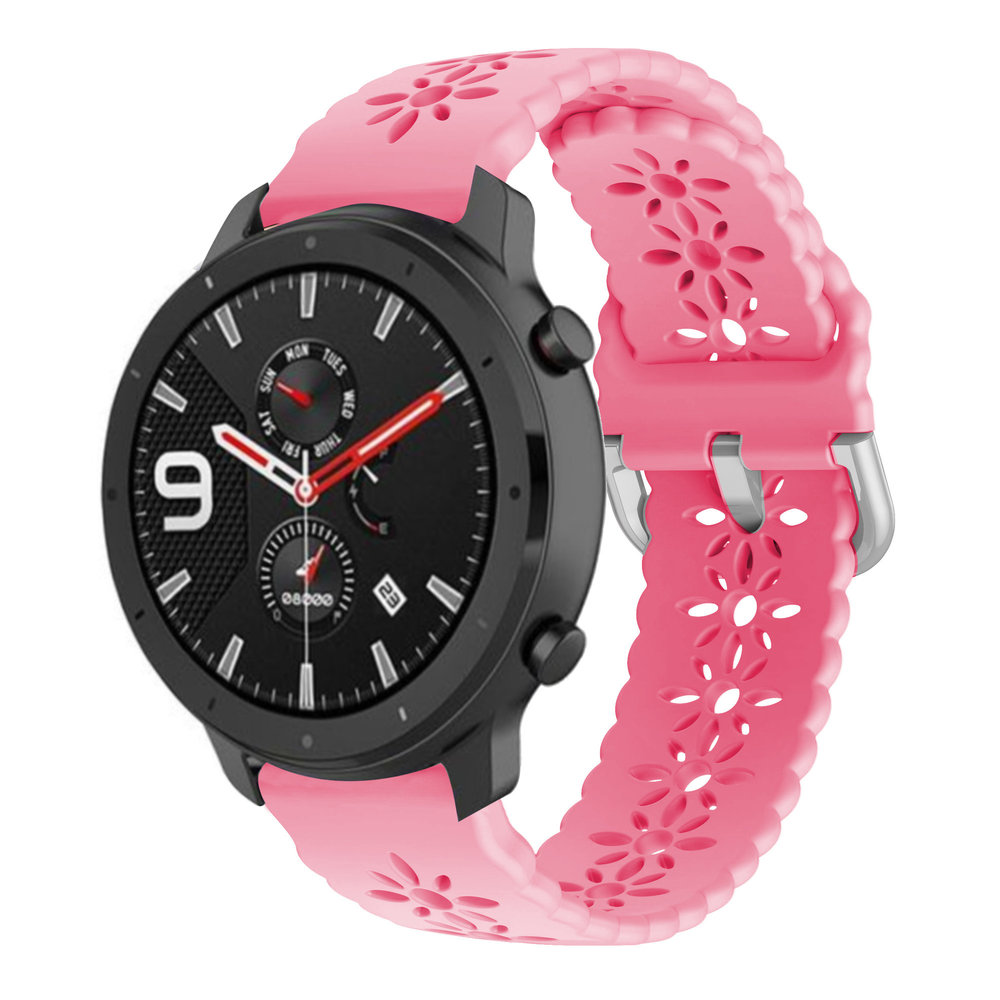 Strap-it® Strap-it Amazfit GTR 42mm siliconen bandje met patroon (knalroze)
