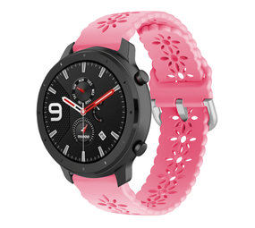 Strap-it® Amazfit GTR 42mm siliconen bandje met patroon (knalroze)