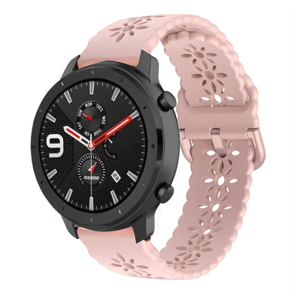 Strap-it® Strap-it Amazfit GTR 42mm siliconen bandje met patroon (roze)