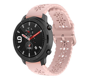 Strap-it® Amazfit GTR 42mm siliconen bandje met patroon (roze)