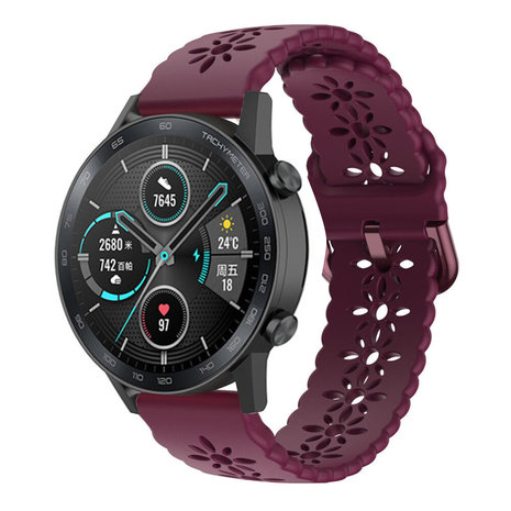Strap-it® Strap-it Honor Magic Watch 2 42mm siliconen bandje met patroon (bordeaux)