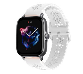 Strap-it® Amazfit GTS 3 siliconen bandje met patroon (wit)