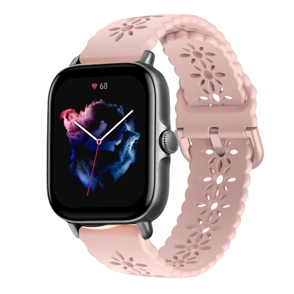 Strap-it® Strap-it Amazfit GTS 3 siliconen bandje met patroon (roze)