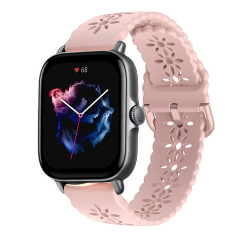 Strap-it® Strap-it Amazfit GTS 3 siliconen bandje met patroon (roze)
