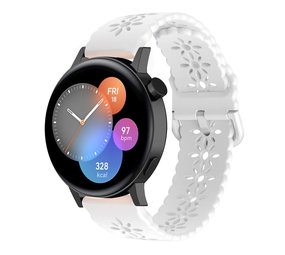 Strap-it® Huawei Watch GT 3 42mm siliconen bandje met patroon (wit)