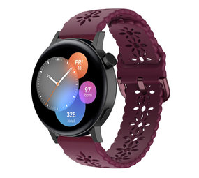 Strap-it® Huawei Watch GT 3 42mm siliconen bandje met patroon (bordeaux)