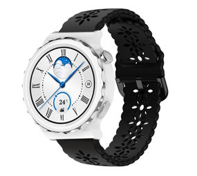 Strap-it® Huawei Watch GT 3 Pro 43mm siliconen bandje met patroon (zwart)