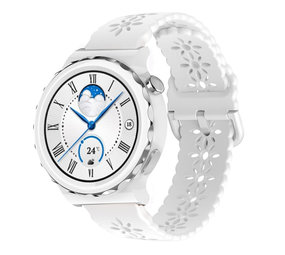 Strap-it® Huawei Watch GT 3 Pro 43mm siliconen bandje met patroon (wit)