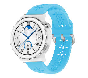 Strap-it® Huawei Watch GT 3 Pro 43mm siliconen bandje met patroon (lichtblauw)