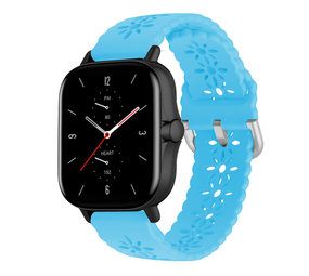 Strap-it® Amazfit GTS 2 siliconen bandje met patroon (lichtblauw)