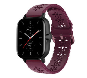 Strap-it® Amazfit GTS 2 siliconen bandje met patroon (bordeaux)