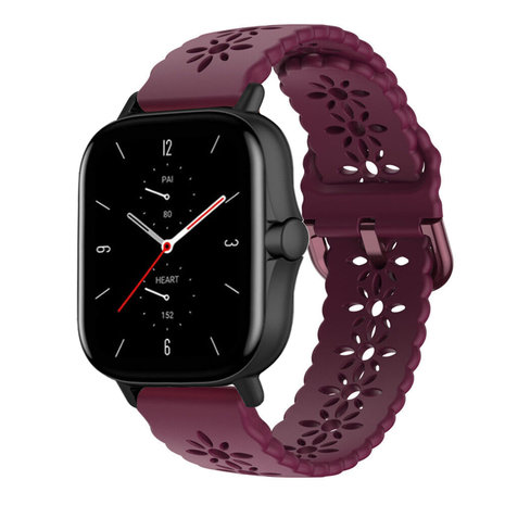 Strap-it® Strap-it Amazfit GTS 2 siliconen bandje met patroon (bordeaux)