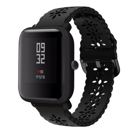 Strap-it® Strap-it Xiaomi Amazfit Bip siliconen bandje met patroon (zwart)