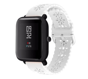 Strap-it® Xiaomi Amazfit Bip siliconen bandje met patroon (wit)