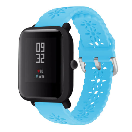Strap-it® Strap-it Xiaomi Amazfit Bip siliconen bandje met patroon (lichtblauw)