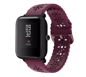 Strap-it® Xiaomi Amazfit Bip siliconen bandje met patroon (bordeaux)
