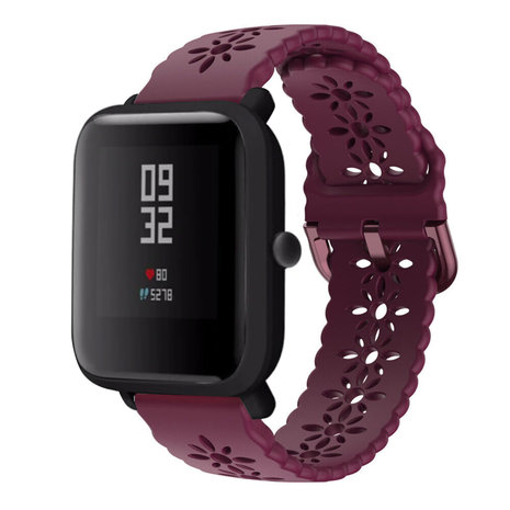 Strap-it® Strap-it Xiaomi Amazfit Bip siliconen bandje met patroon (bordeaux)