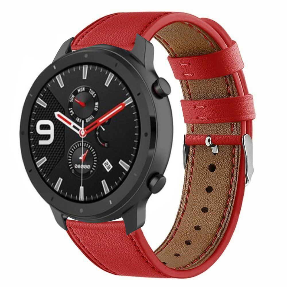 Strap-it® Strap-it Amazfit GTR leren bandje (rood) Strap-it® Strap-it Amazfit GTR leren bandje (rood)