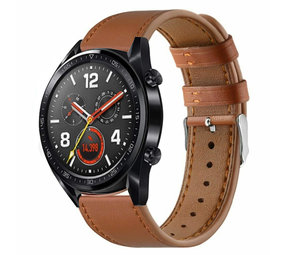 Strap-it® Huawei Watch GT 2 leren bandje (strak bruin)