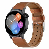 Strap-it® Huawei Watch GT 3 42mm leren bandje (strak bruin)